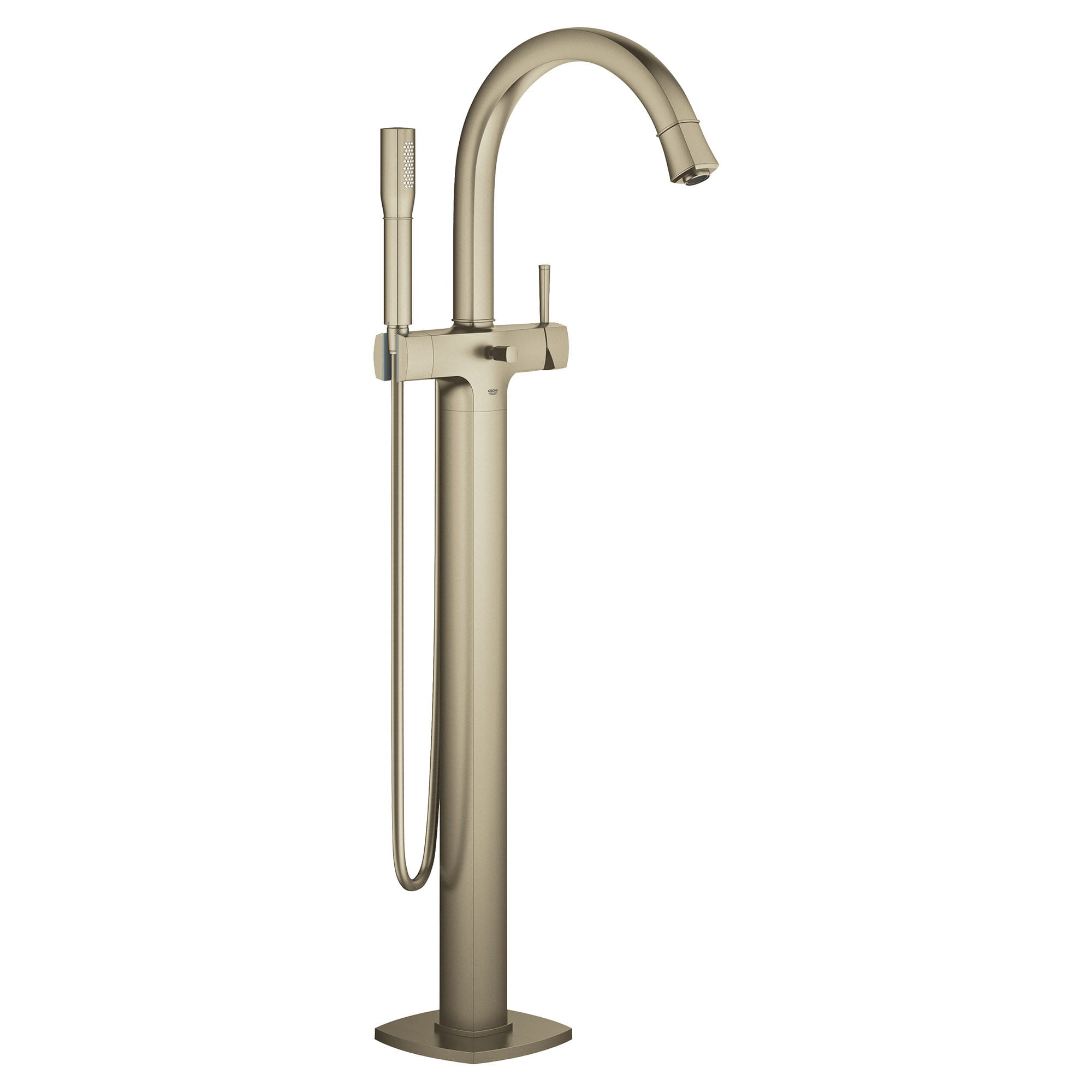 Single Handle Freestanding Tub Faucet with 175 GPM Hand Shower BRUSHED NICKEL
